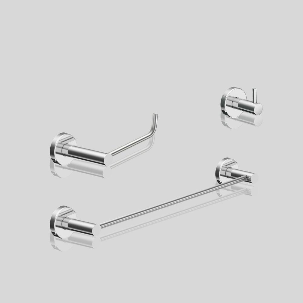 Kit Acessório Para Banheiro Escovado 3 Peças Grego Metal 2030at - 3