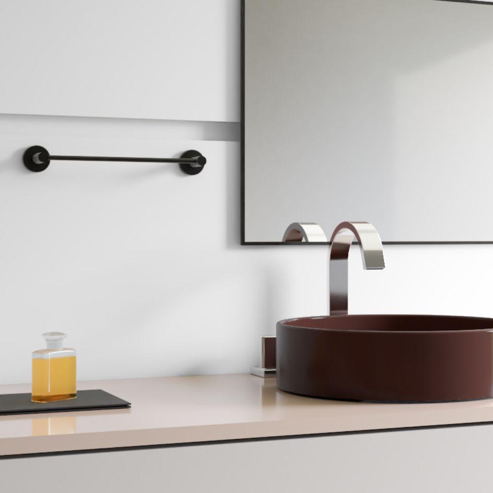 Porta Toalha Toalheiro Para Banheiro Preto Fosco Atenas 45cm - 3