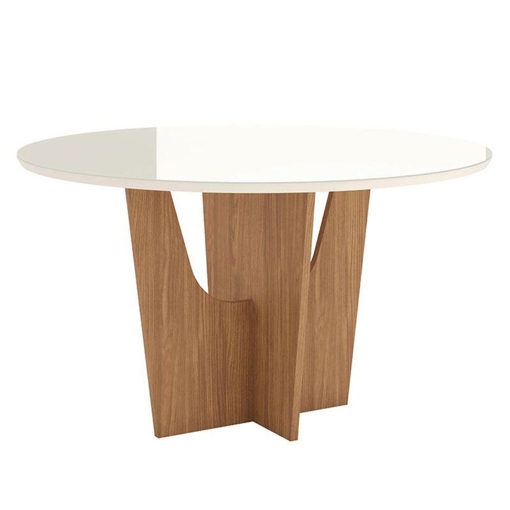 Mesa De Jantar Vértice 140 Cm Redondo Com Vidro Nature Off White - Henn - 1