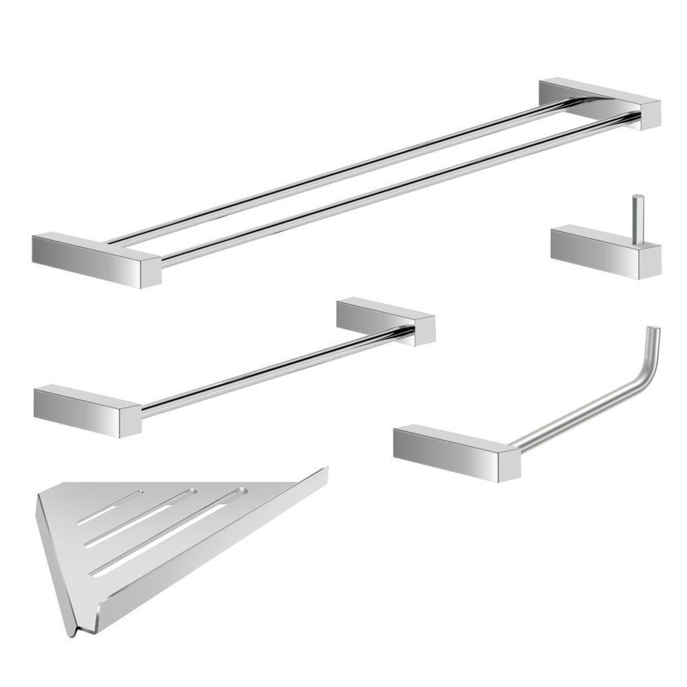 Kit Acessórios Para Banheiro Escovado 5 Peças Grego Metal 2160tr - 1