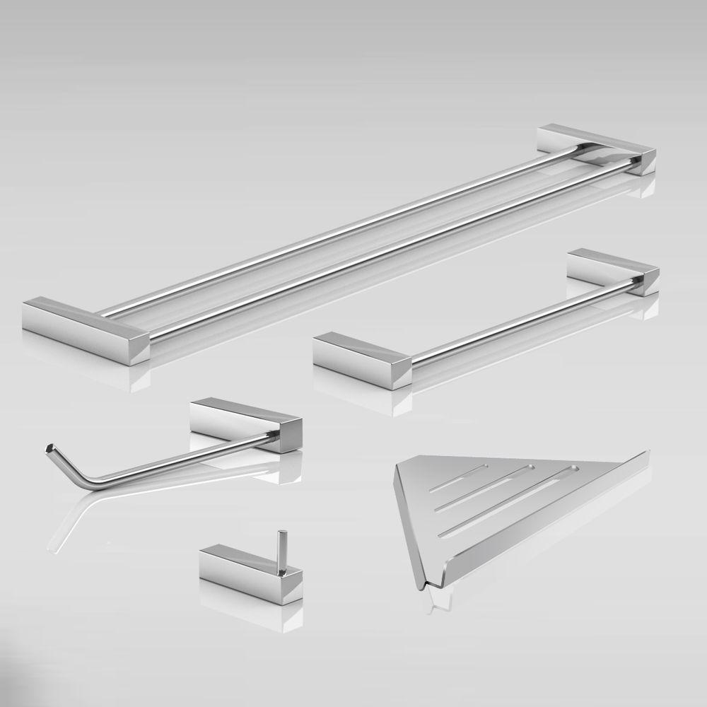 Kit Acessórios Para Banheiro Escovado 5 Peças Grego Metal 2160tr - 3