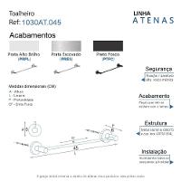 Porta Toalha Toalheiro Para Banheiro Alto Brilho Atenas 45cm - 5