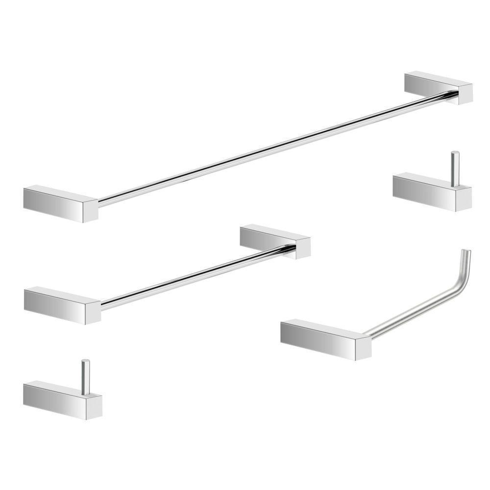 Kit Acessórios Para Banheiro Escovado 5 Peças Grego Metal 2070tr - 1