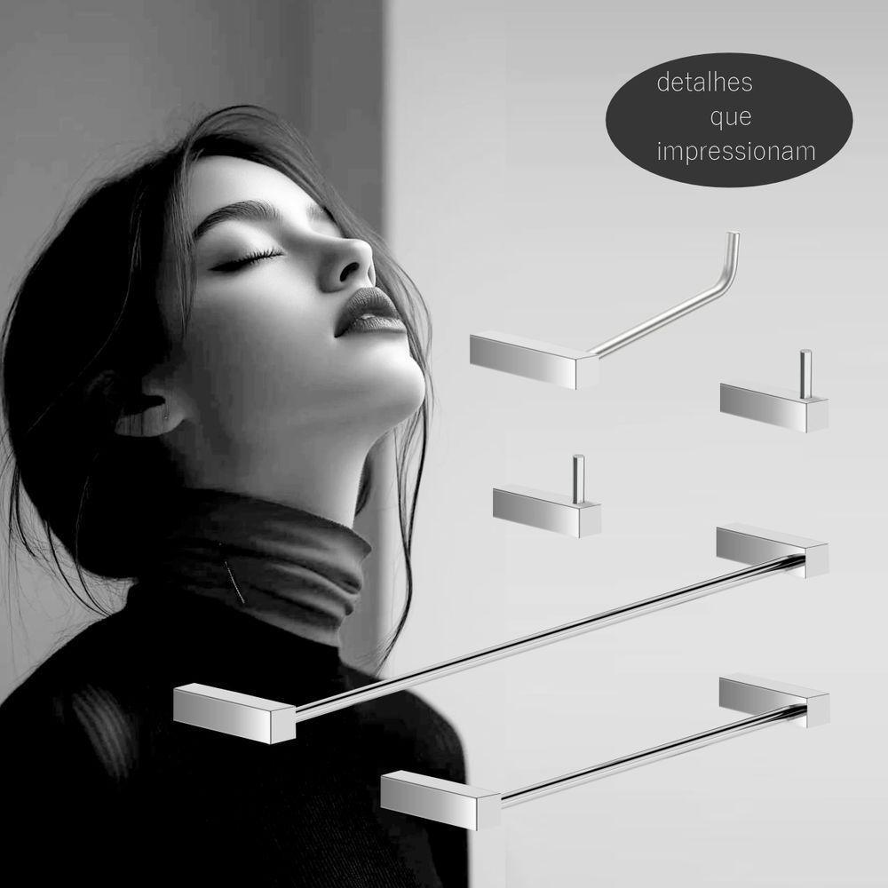 Kit Acessórios Para Banheiro Escovado 5 Peças Grego Metal 2070tr - 2