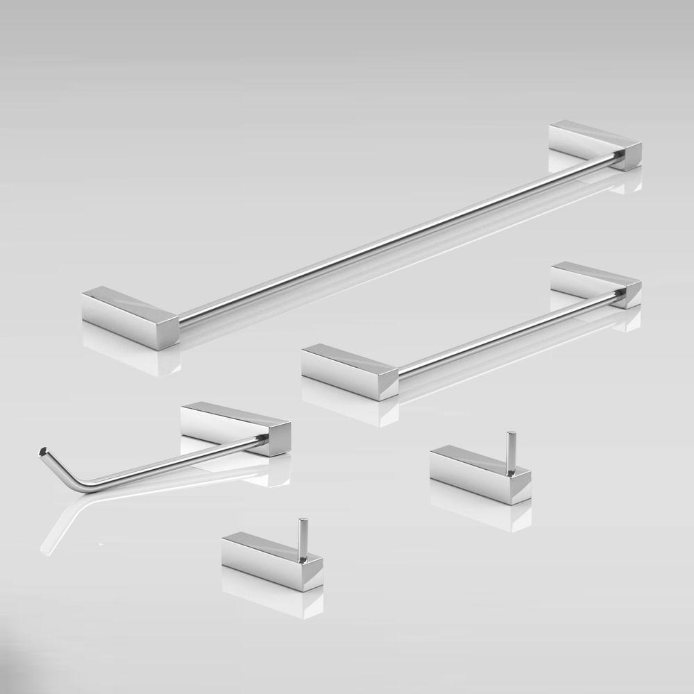 Kit Acessórios Para Banheiro Escovado 5 Peças Grego Metal 2070tr - 3