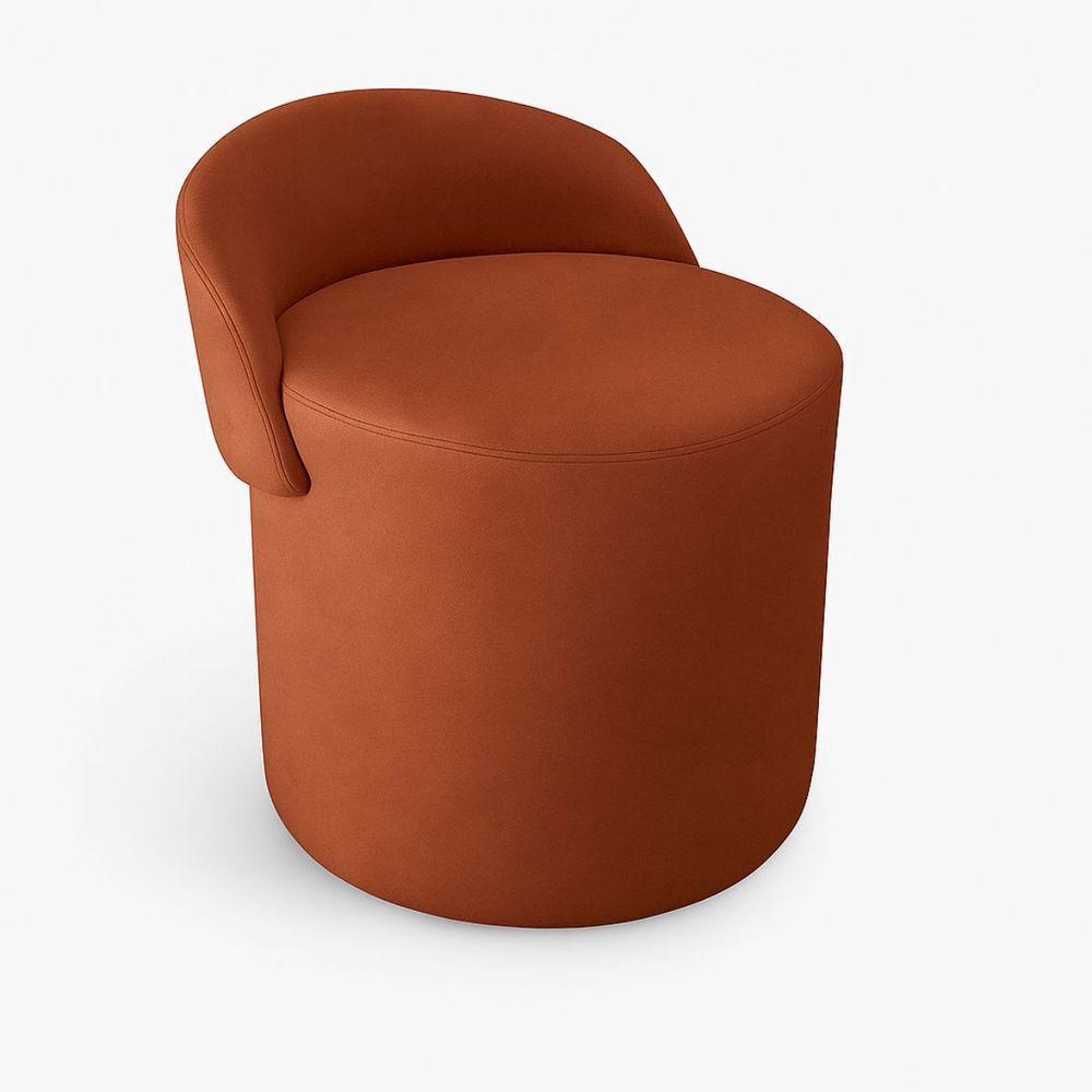 Puff Encosto Confortável Sala Estilo Moderno Redondo Suede Terracota - 2