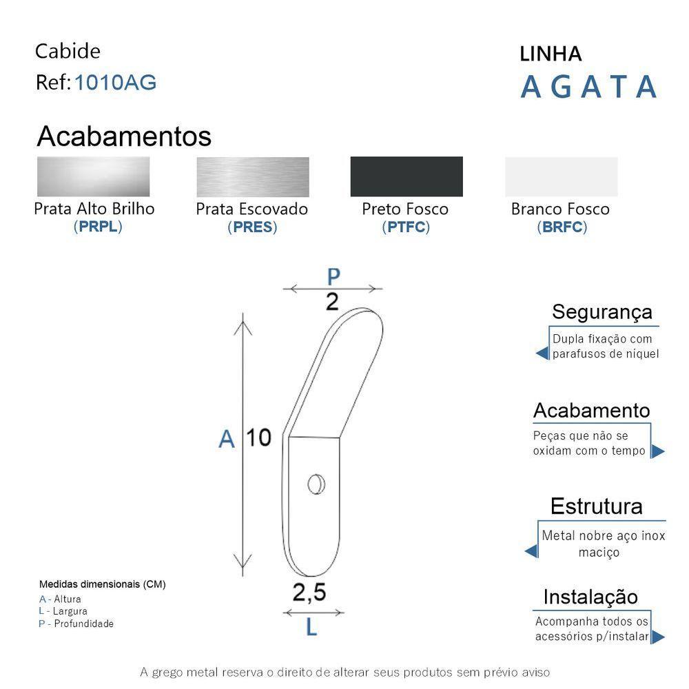 Cabide Para Banheiro Alto Brilho Agata Grego Metal - 2