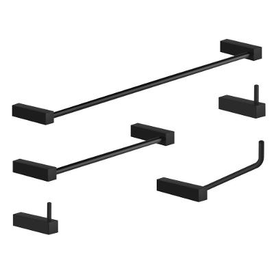 Kit Acessórios Para Banheiro Preto Fosco 5 Peças Grego Metal 2070tr