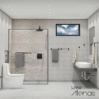 Porta Toalha Toalheiro Duplo Para Banheiro Preto Fosco Atenas 75cm - 5