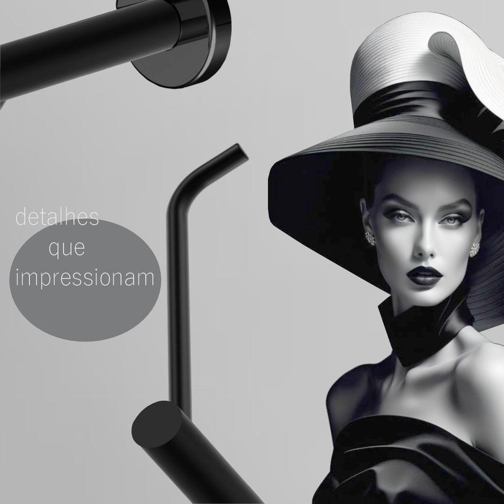 Porta Papel Higiênico Para Banheiro Preto Fosco Atenas Grego Metal - 2