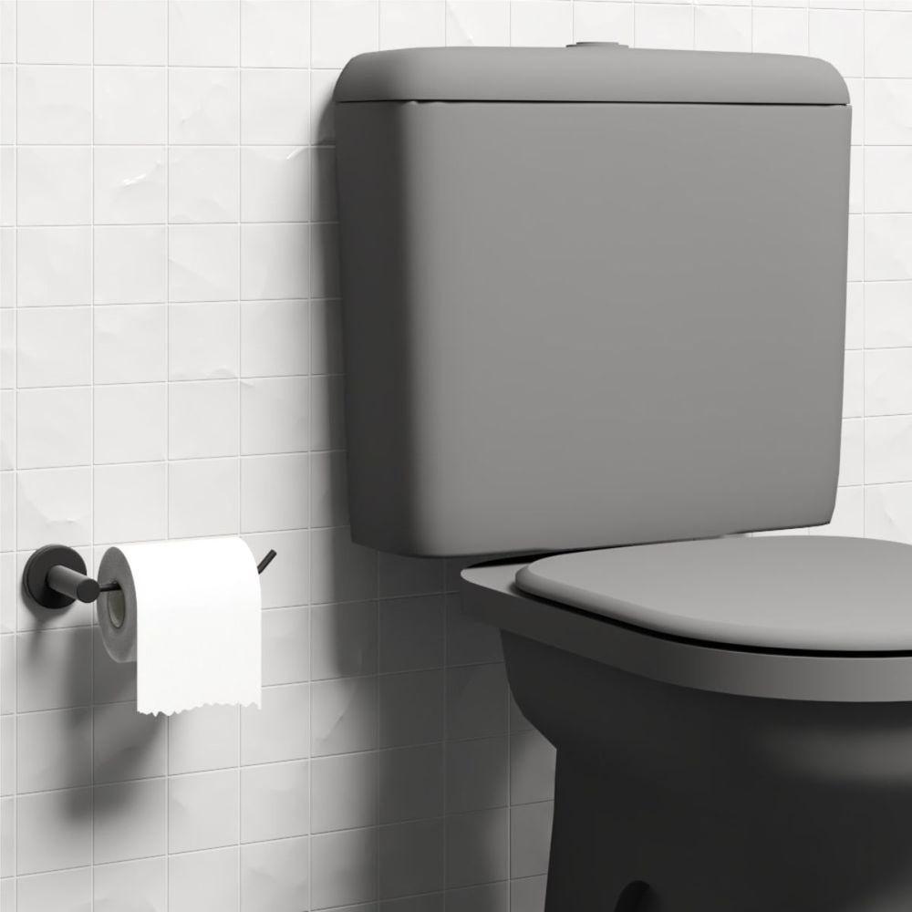 Porta Papel Higiênico Para Banheiro Preto Fosco Atenas Grego Metal - 3