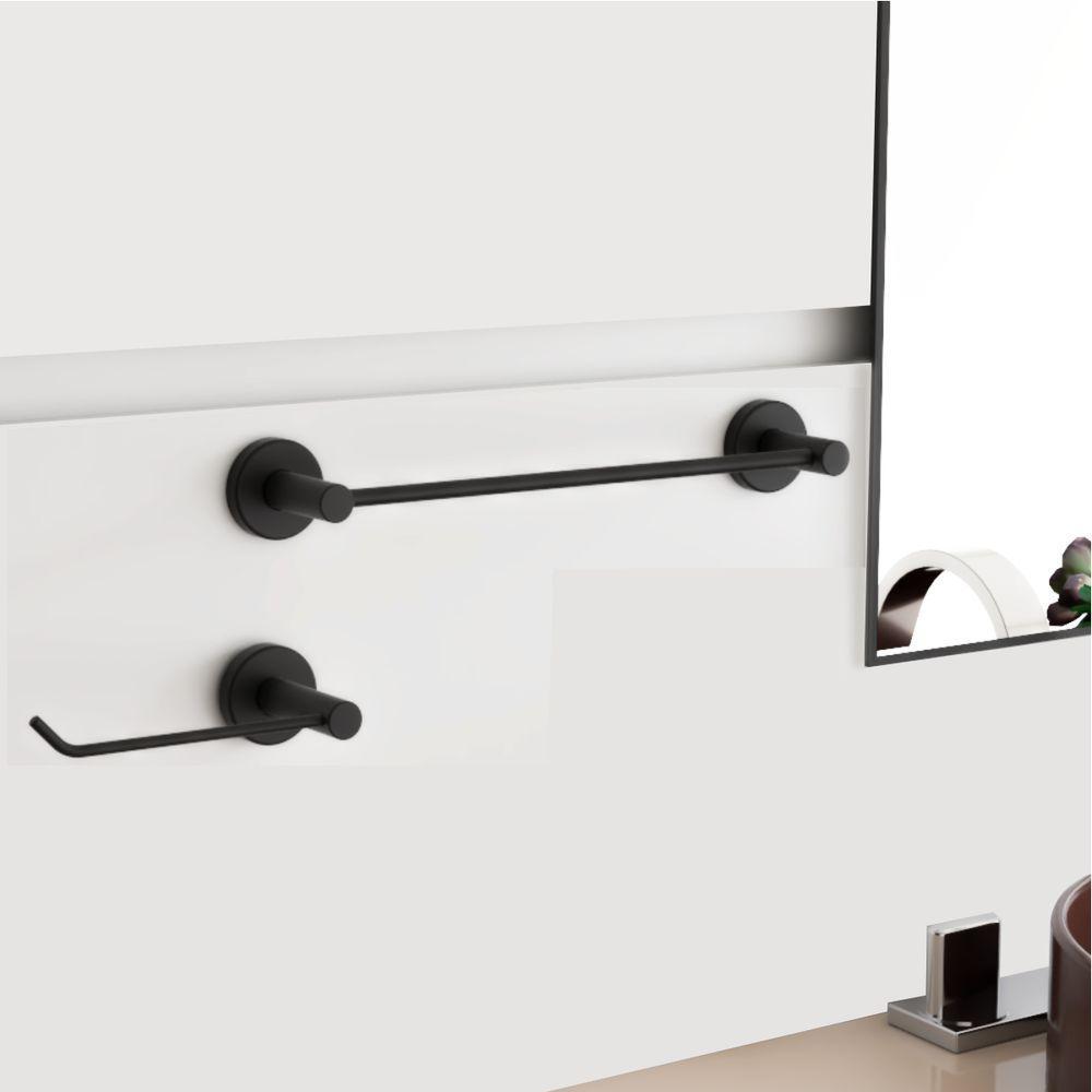 Kit De Acessórios Para Banheiro Preto Fosco 2 Peças Grego Metal 2010at - 4