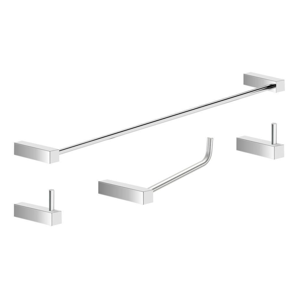 Kit De Acessórios Para Banheiro Alto Brilho 4 Peças Grego Metal 2050tr - 1