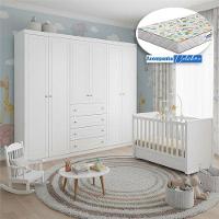 Berço Tutto New Com Guarda Roupa Americano 6 Portas Branco Fosco E Colchão Gazin - Matic - 7