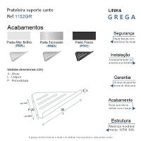 Prateleira Suporte Canto Para Banheiro Preto Fosco Grega Aço Inox 30cm - 3