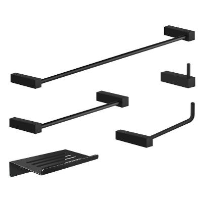 Kit Acessórios Para Banheiro Preto Fosco 5 Peças Grego Metal 2180tr