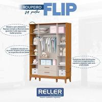 Quarto De Bebê Flip Guarda Roupa 4p Areia Acetinado Savana Com Colchão - Reller - 5