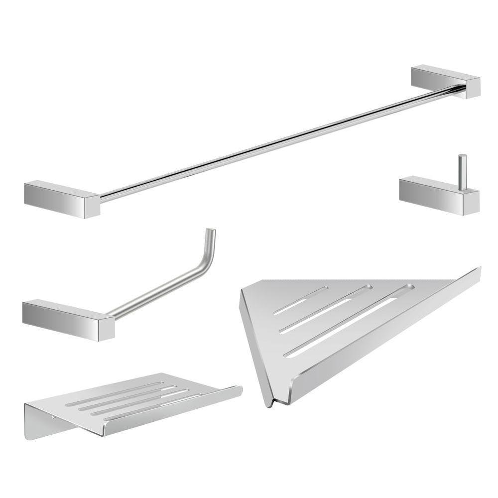 Kit Acessórios Para Banheiro Escovado 5 Peças Grego Metal 2102tr - 1