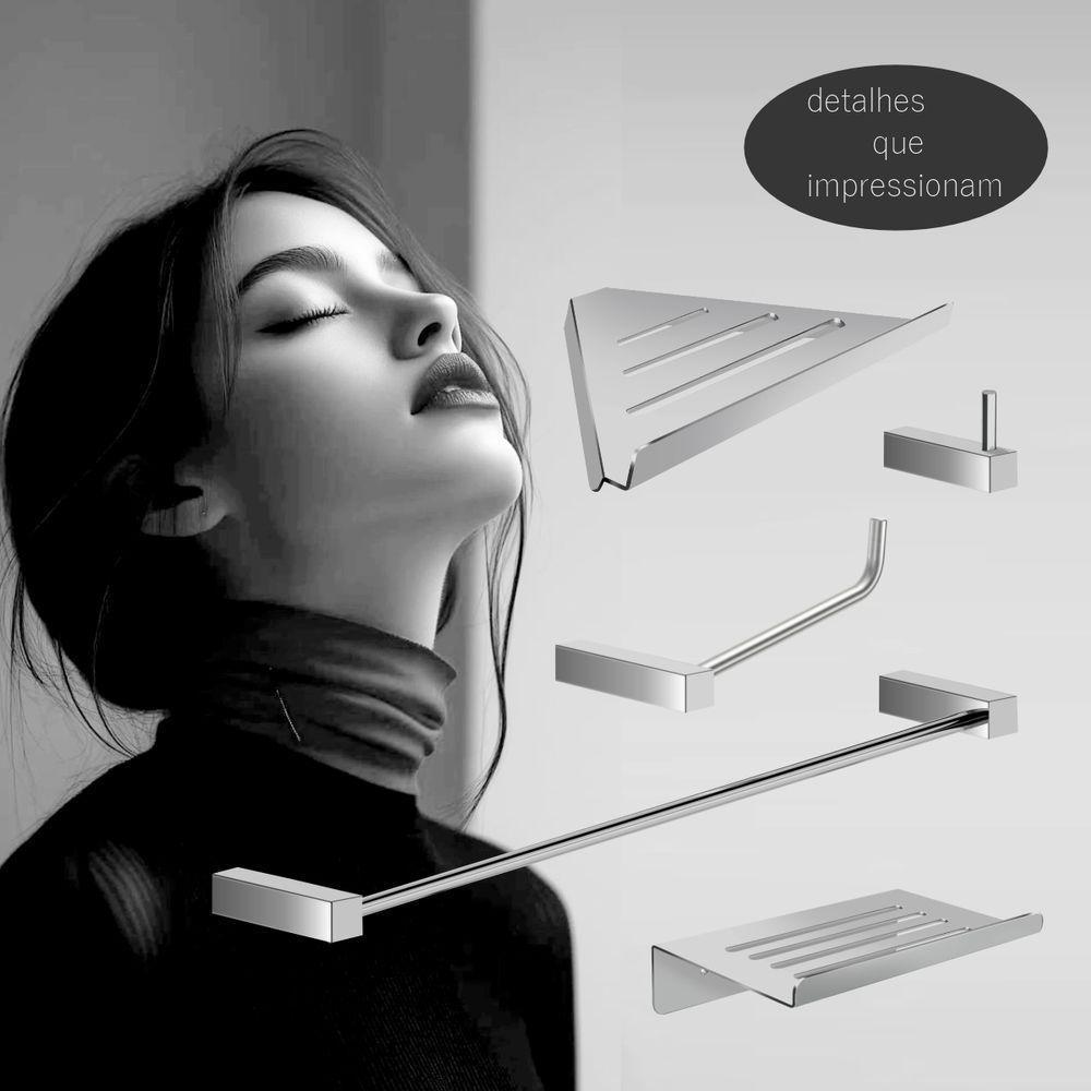 Kit Acessórios Para Banheiro Escovado 5 Peças Grego Metal 2102tr - 2