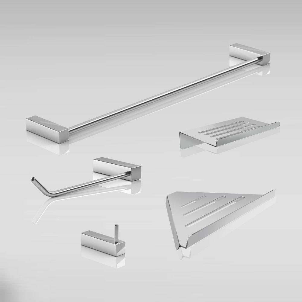 Kit Acessórios Para Banheiro Escovado 5 Peças Grego Metal 2102tr - 3