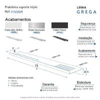 Prateleira Suporte Para Banheiro Alto Brilho Grega Aço Inox 70cm - 4