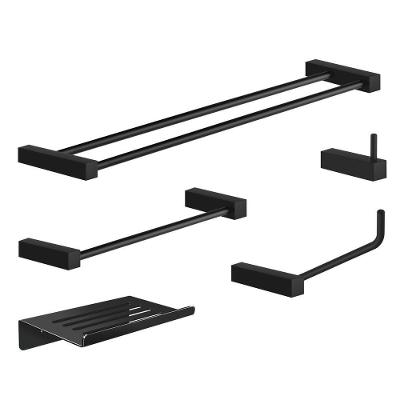 Kit Acessórios Para Banheiro Preto Fosco 5 Peças Grego Metal 2190tr