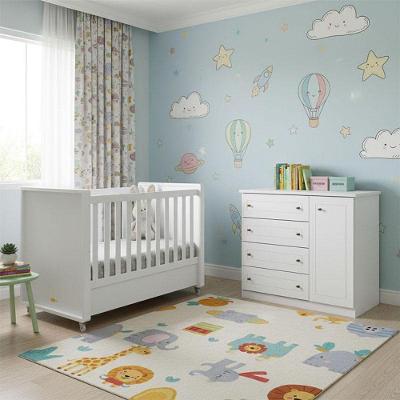 Berço e Cômoda Infantil Tutto New Mississipi 1 Porta 4 Gavetas MDF e MDP 140cm Branco Matic