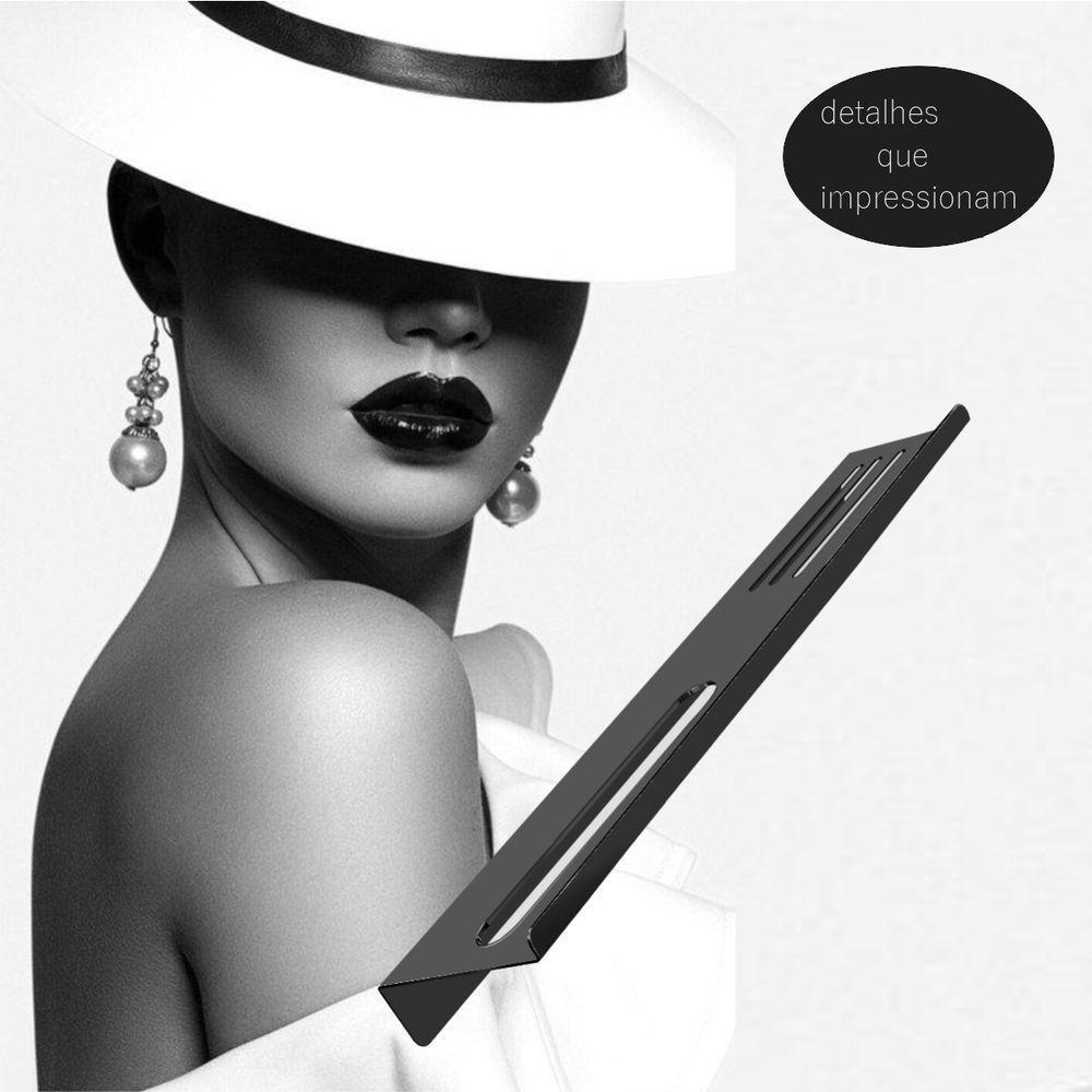 Prateleira Suporte Para Banheiro Preto Fosco Grega Aço Inox 70cm - 2