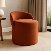 Puff Banco Orgânico Encosto Redondo Sala Estar Quarto Suede Terracota - 1