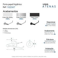 Porta Papel Higiênico Para Banheiro Escovado Atenas Grego Metal - 5