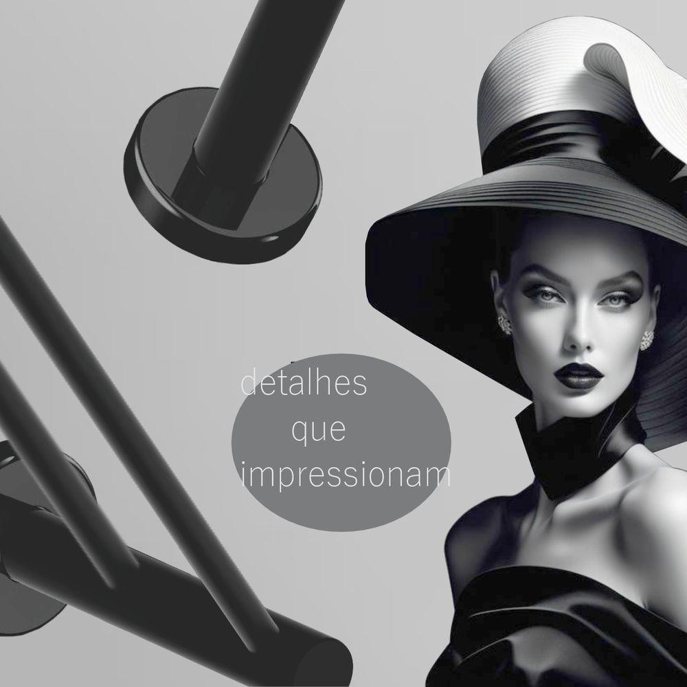 Porta Toalha Toalheiro Duplo Para Banheiro Preto Fosco Atenas 45cm - 2