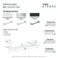 Porta Toalha Toalheiro Duplo Para Banheiro Preto Fosco Atenas 45cm - 6