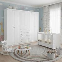 Berço Tutto New E Guarda Roupa Americano Ambiente 6 Portas Branco Fosco - Matic - 1