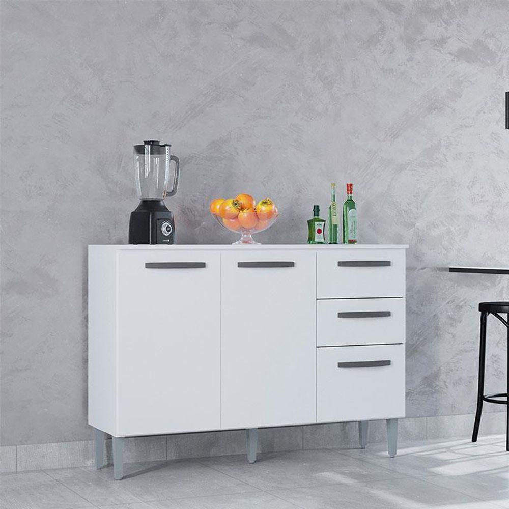 Balcão 507 3 Portas E 2 Gavetas Com Tampo Branco - Poquema - 2