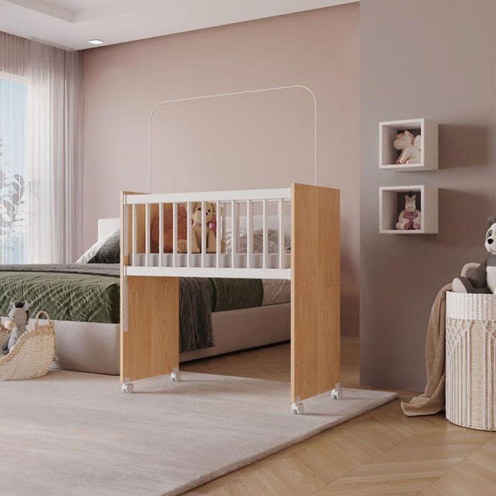 Mini Berço Moisés New Alegria Branco Amadeirado Com Colchão - Veronez - 4