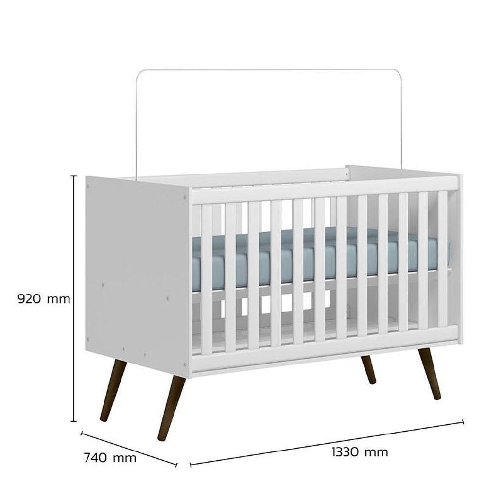 Berço Americano 3820 E Guarda Roupa 3830 Q Encanto Retrô Branco Acetinado Com Colchão Tend Tudo - Qmovi - 4