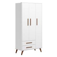 Berço Americano 3820 E Guarda Roupa 3830 Q Encanto Retrô Branco Acetinado Com Colchão Tend Tudo - Qmovi - 5