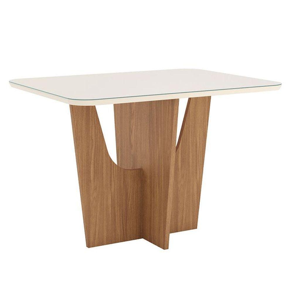 Mesa De Jantar Vértice 120 Cm Ambiente Canto Arredondado Com Vidro Nature Off White - Henn - 3