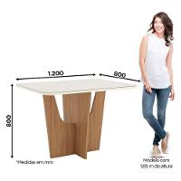 Mesa De Jantar Vértice 120 Cm Ambiente Canto Arredondado Com Vidro Nature Off White - Henn - 2