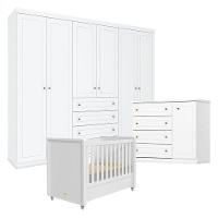 Quarto Infantil Mississipi 6 Portas Ambiente Com Berço Tutto New Branco Fosco - Henn - 8