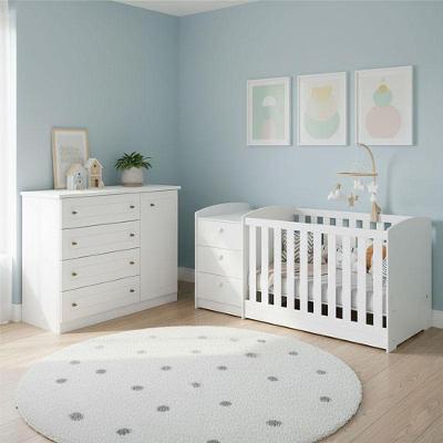 Berço Multifuncional Atlanta com Cômoda Infantil em MDF e MDP Branco Fosco