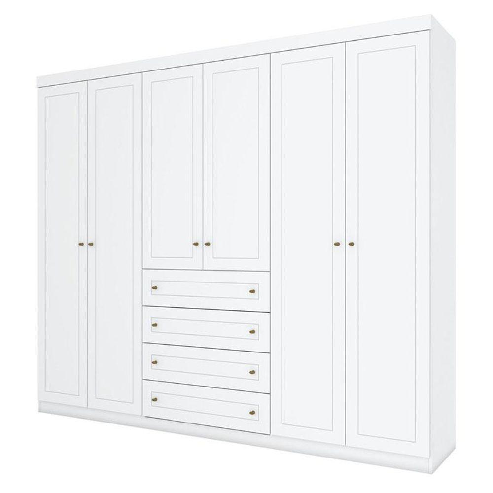 Quarto Infantil Mississipi 6 Portas Com Berço Tutto New Branco Fosco E Colchão Ortobom - Henn - 6