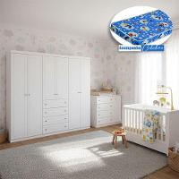 Quarto Infantil Mississipi 6 Portas Com Berço Tutto New Branco Fosco E Colchão Ortobom - Henn - 9