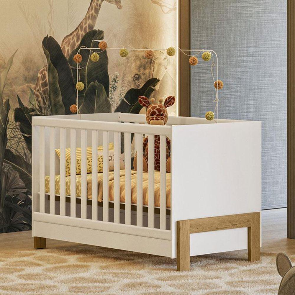 Berço Americano Mini Cama Fantasia 4300 Branco Acetinado Com Colchão Ortobom - Qmovi - 5