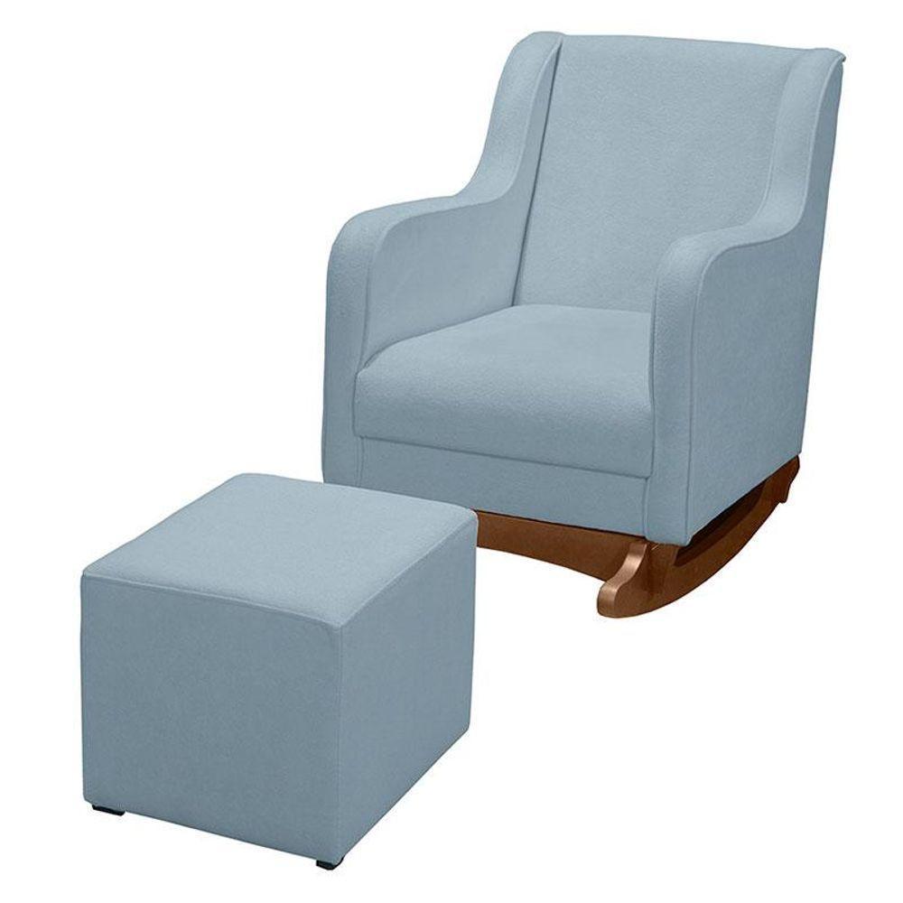 Poltrona Amamentação Aquila Plus Com Puff Boucle Azul Claro - Fratello - 1