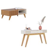 Mesa De Centro Jeri Freijó Off White Com Aparador Para Sala Riviera Off White - Colibri - 1