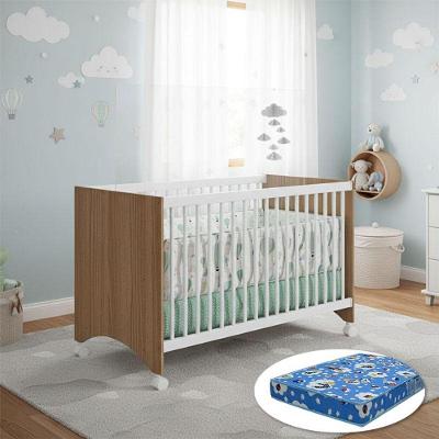 Berço Nacional Gutti Ambiente Amadeirado Acetinado Com Colchão Ortobom - Móveis Estrela