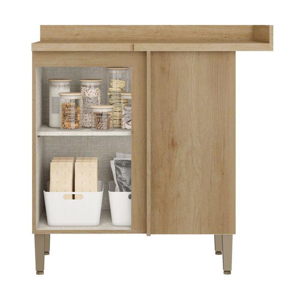 Balcão Canto Reto 94 Cm 1 Porta Finesse Capuccino Azul - Thb - 2