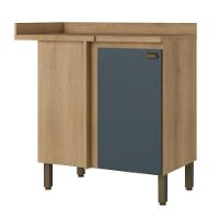 Balcão Canto Reto 94 Cm 1 Porta Finesse Capuccino Azul - Thb - 1