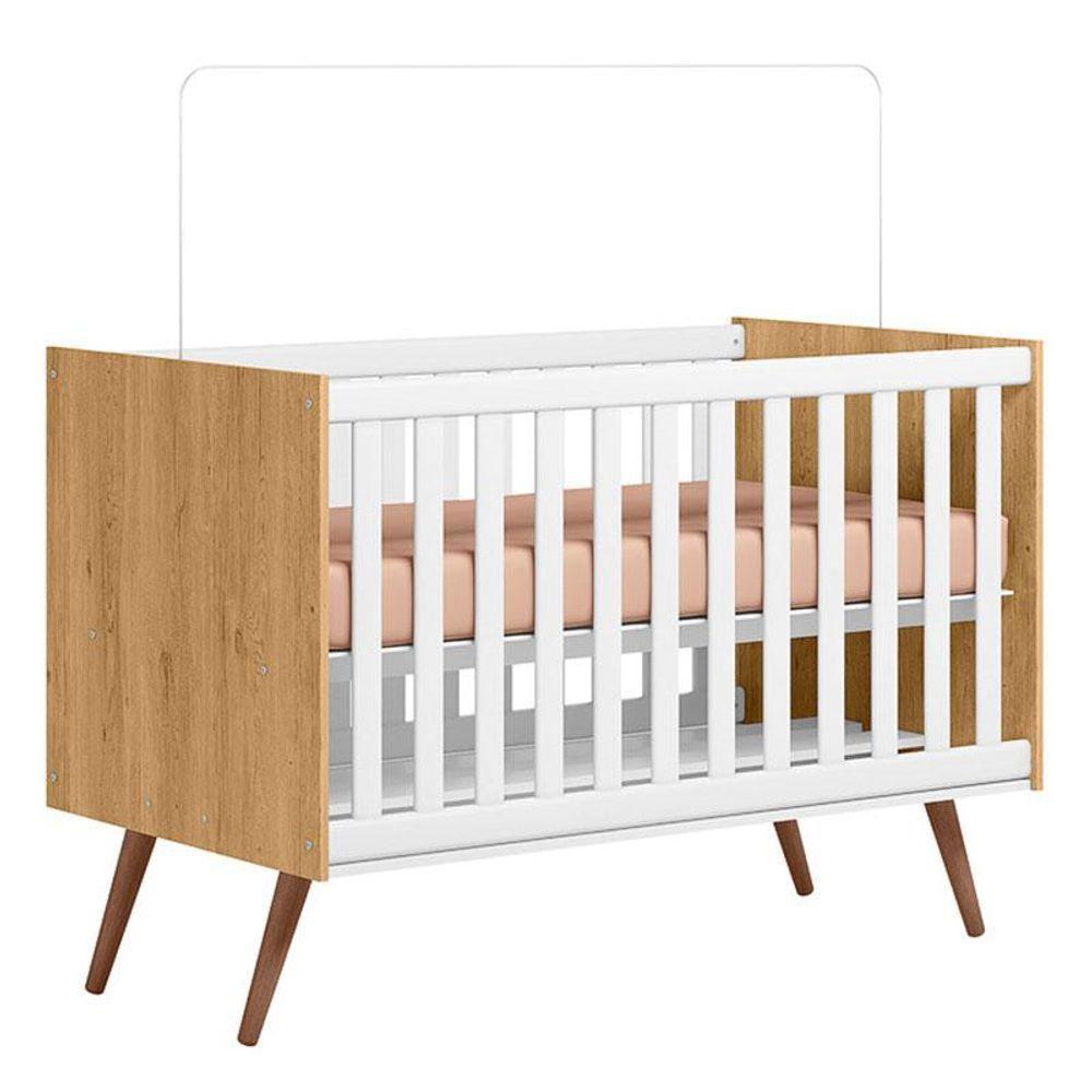 Berço Americano Q Encanto 3820 Retrô Freijó Toq Branco Acetinado Com Colchão Tend Tudo - Qmovi - 2